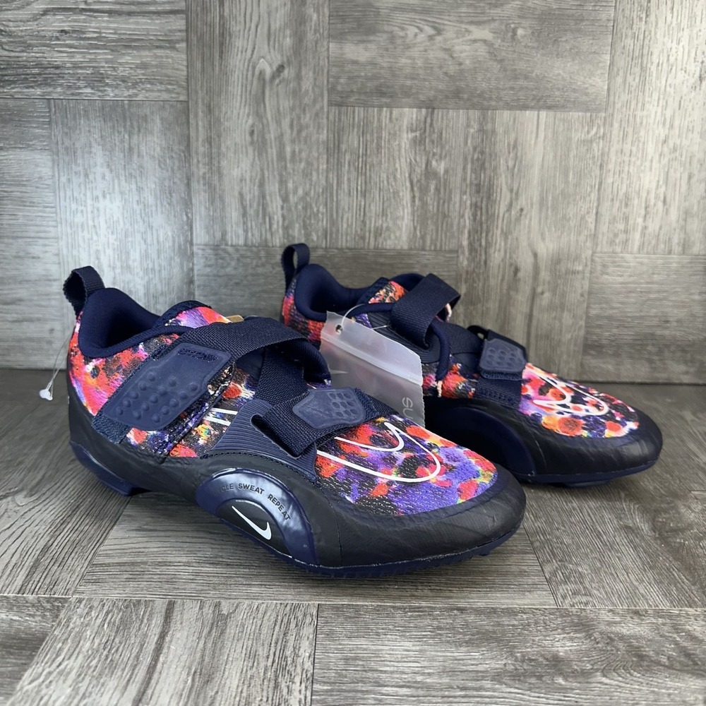 Nike SuperRep Cycle Women 6.5 Navy Multi Color Floral Spin Shoes NEW DH3395-400 - Picture 5 of 9